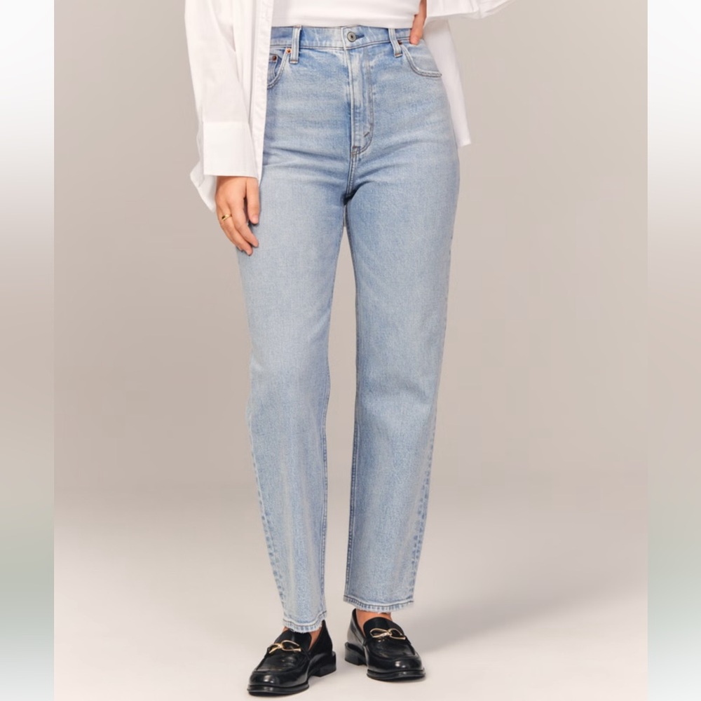 abercrombie & fitch curve love ultra high rise straight ankle jeans